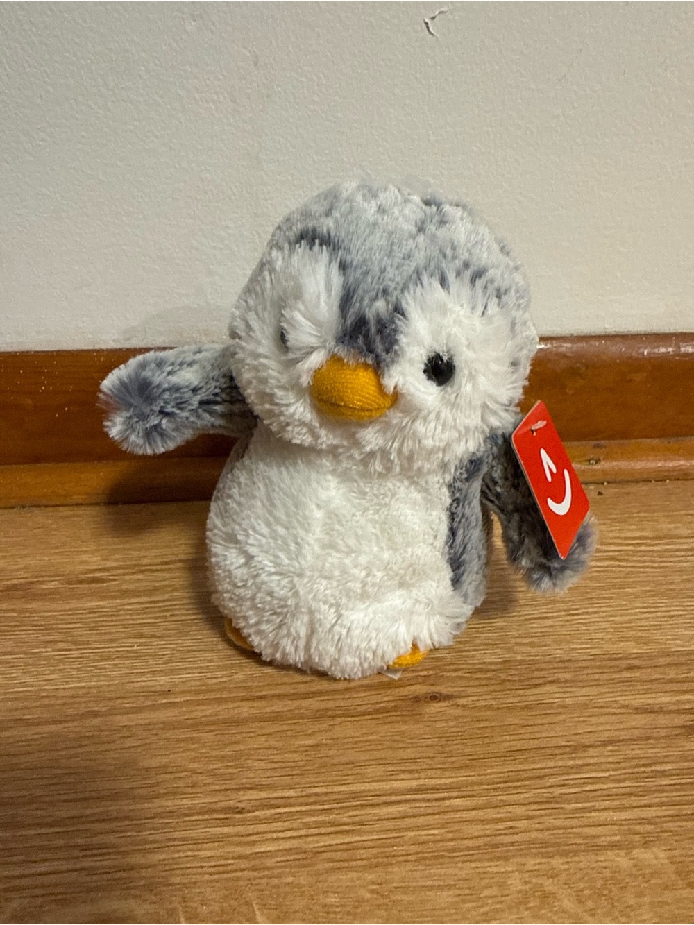 Aurora Pompom Penguin Stuffed Animal Plush 6" Gray White 2017 NWT